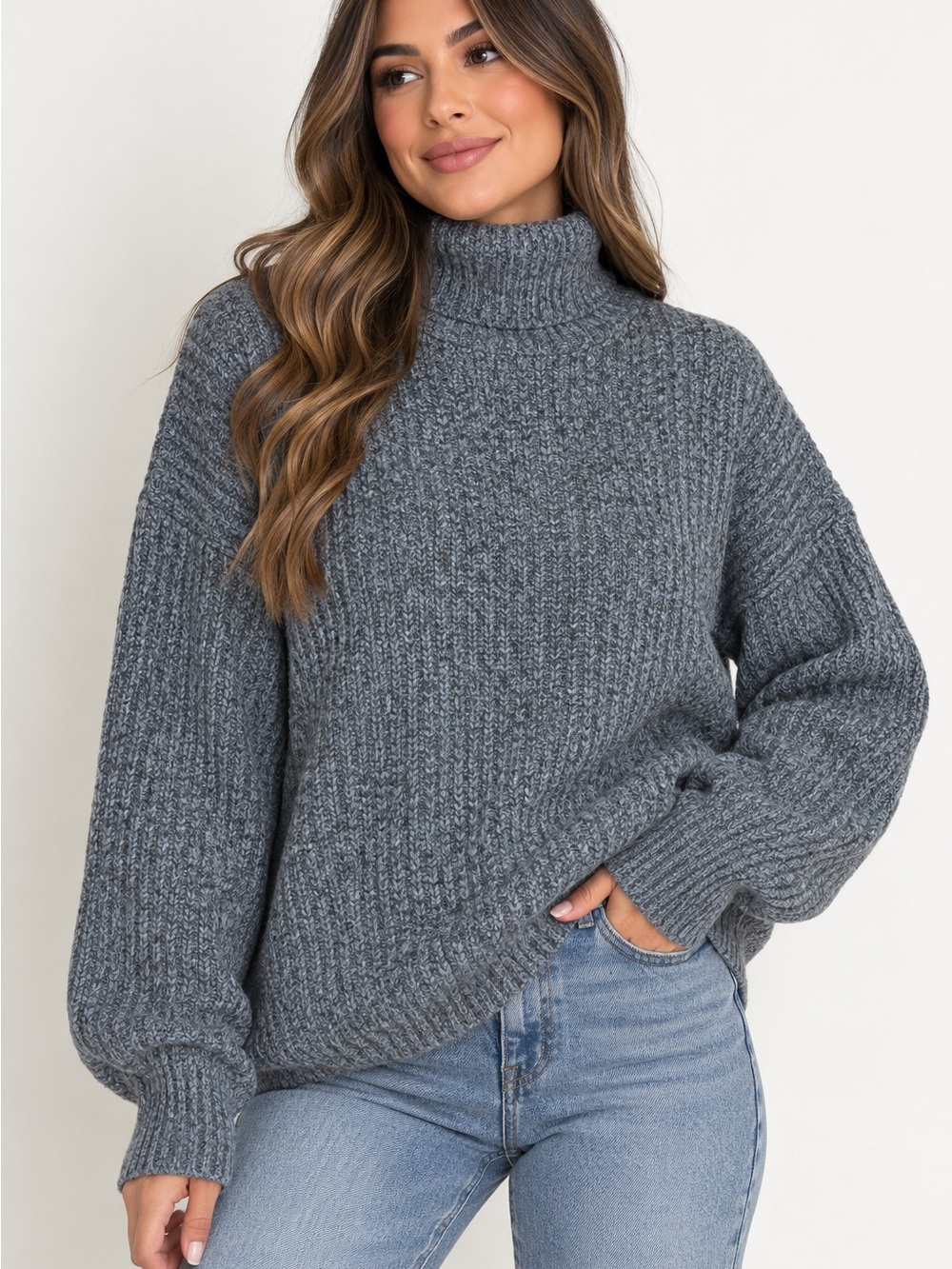 Wilfred Charcoal Ribbed Turtleneck Sweater